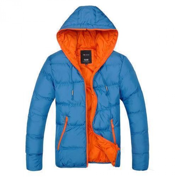 Doudoune Homme Parka Capuche Bicolore Urban jacket coat Fashion bleu orange